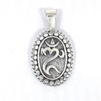 Liontin Mainan Kalung Perak Silver Bali Asli 925 Ongkara Omkara Simbol Oval Bunbun Bun