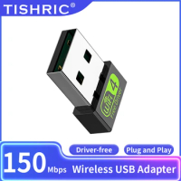 TISHRIC 802.11N USB2.0 External Wi-fi Adapter Drive Free 150Mbps Wireless Network Card Wifi Antenna USB Wifi Adapter For Laptop