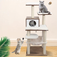 Multi-storey Cat Tree House Cat Climbing Frame Integrated Cat Scratcher Furniture Pet Supplies Luxury Cat Frame Jumping Tree Toy