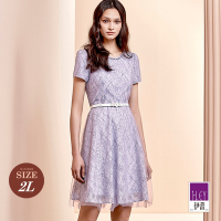 ILEY伊蕾 花卉蕾絲網紗洋裝(淺紫色；M-2L)1242027133