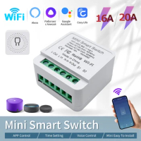 16A Mini WiFi Smart Switch Cozylife APP Remote Control 20A 2 Way Relay Timer Function Works With Alexa Google Home Yandex Alice
