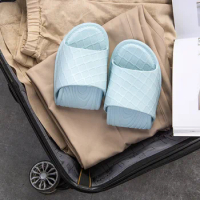 Summer Foldable House Slippers for Women Men Unisex Hotel Travel Slippers Non-slip Portable Home Guest Slide Bathroom Flat Shoes