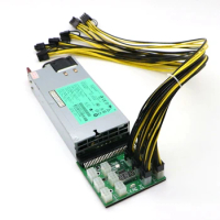 GPU Power Supply Kit - Platinum 1200W PSU DPS-1200FB-1 A, Breakout Board, 12pcs PCI-E 6Pin Cables