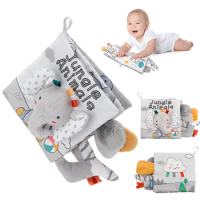 Soft Baby Books 3D Touch Feel High Contrast Cloth Book Sensory Early Learning Stroller Toys for Infant Toddler Toy 0-12 Months