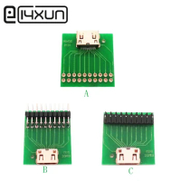 1pcs DIY Mini HDMI Type C Welding Type Female Jack with 2.54mm PCB Board 19 Pin PCB Connector 19+1 Gold-plated Connector