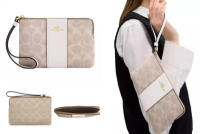 Coach 蔻馳 COACH 蔻馳 女士小號手拿包 CW854IMXDM 沙黃色/粉筆白色 1pc
