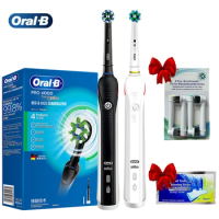 Oral B Pro4000 Electric Toothbrush 3D Smart Dental Brush Oral Care Ultrasonic Rechargeable Tooth Whitening Brush With Free Gifts