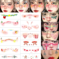 Makeup Face Stickers New Year Christmas Series Face Stickers Cute Temporary Tattoos Sticker For M0Z7