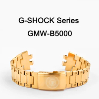 For Casio G-SHOCK GMW-B5000 316L Solid Stainless Steel WatchStrap Small Square Bracelet Gold Watch band Accessories Watch Chain