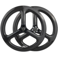 Carbon 16" 349 Wheelset Disc Brake Clincher Three Spoke Folding Bike Wheels 16inch Tri-Spoke Wheelset 9/10/11 Speed