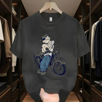lengan pendek longgar kasual motifPopeye100% katun untuk Ramadhan 2026 Oversize xxxl bajukaos kataka