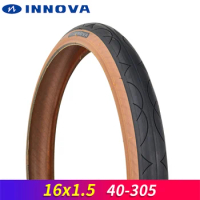 INNOVA 16x1.5 40-305 Bicycle Tire for Folding Bike 16inch BMX Small Wheel Half Bald Tire Brown Yellow Edge IA-2243