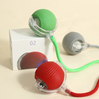 Automatic Cat Teaser Ball Long-lasting battery Leash design Silent cat toy Smart cat teaser wand Ene