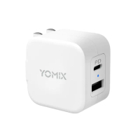 【YOMIX 優迷】USB-C PD QC3.0 20W 雙孔急速快充可摺疊充電器(支援iphone16快充/充電頭/豆腐頭)