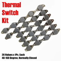 PHISCALE Temperature Switch Kit 26Values x 1Pc 40-160 Degree Normally Closed KSD301 Metal Thermal Sensor 10A For Repair