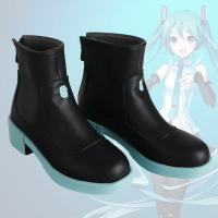【臺灣公司優質服務】初音cos鞋公式服動漫同款雨鞋靴子皮防水二次元鞋子皮鞋表演日常