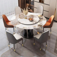 Marble Round Dining Table Nordic Luxury Style Legs Metal Dining Table Modern Kitchen Mesas De Comedor Dining Room Furniture