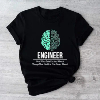 Engineer Brain T-shirt Funny Engineering Say Shirt 100% cotton fashion amusing unisex Mechanic T-shirt top tee