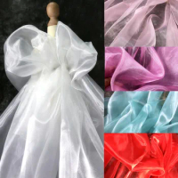 one meter price flashes encrypted harder organza cloud yarn fabric transparent tulle wedding dress designer fabric