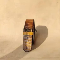 Tali ikat pinggang sabuk pria kulit asli motif buaya Tan