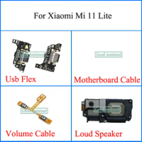 For Xiaomi Mi 11 Lite Mi11 Lite Mi 11Youth Usb Flex Motherboard cable Microphone Flex Loud speaker On Off Power Volume cable