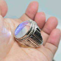 Batu cincin permata kalimaya full jarong pelangi Ring Elegan cincin pria Perhiasan milky