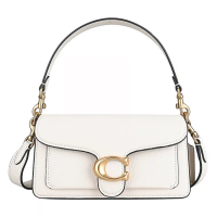 【COACH】COACH Tabby 20經典C金屬LOGO簡約鵝卵石紋路皮革手提斜背包(白)
