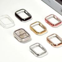 Bling Diamond Cover For Apple Watch Case 9 8 7 41mm 45mm PC Bumper Protector For iWatch Frame Series 6 5 4 SE 44mm 40mm