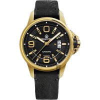 elegantsis JT55A 復古潮流機械腕錶-黑x金框/44mm