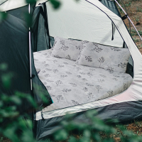 BUHO 露營專用極柔暖法蘭絨充氣床墊床包M-150x200cm不含枕套(慵月詩弄-淺灰)