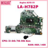 EH7L1 LA-H782P with i3-6th 7th 8th Gen CPU 0GB / 4GB-RAM Laptop Motherboard For Acer Aspire A315-51 Notebook Mainboard