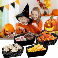 Phục vụ đồ ăn Giấy Khay đựng đồ ăn Halloween Tự làm Hộp quà bánh quy Khay ăn nhẹ Đồ dùng tiệc tùng