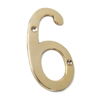 4\ Nomor Plat Alamat Rumah Toko Kantor Kuningan / Brass Number No. 6"