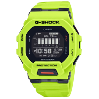CASIO 卡西歐  G-SHOCK G-SQUAD系列 藍牙連線方形運動腕錶 螢光綠色 GBD-200-9_45.9mm