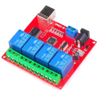 4 channel computer control relay 5V 12V 24V drive-free intelligent PLC control board switch USB relay module
