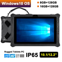 Rugged Tablet PC 10.1 inch Windows 10 Industrial 4G TLE Standard 12.2inch Computer with RJ45 Port Charging Dock Barcode Scanner