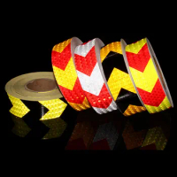 5cm*25m Reflective Material Arrow Reflector Tapes Adhesive Warning Safety Stickers For Bicycles Reflect Helmet Bike Sticker Film