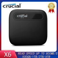 Crucial X6 500G 1TB 2TB 4TB Portable SSD Up to 800MB/s USB 3.2 External Solid State Drive Type-C Hard Disk