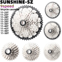 Sunshine MTB 9s 11-23/25/28/32/36/40/42/46/50T Cassette Bicycle 9Speed Freewheel Durable Steel Gear Mountain Bike Sprocket