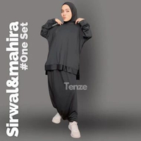 Setelan Olahraga Syari Rok Sirwal Mix Blouse Mahira By Tenze 2XL hitam