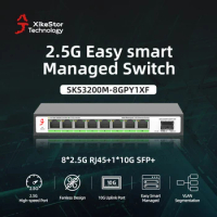 XikeStor 8-Port Multi-Gigabit 2.5Gbps Ethernet Network Easy Smart Managed Switch Home Lab Hub Internet Splitter Plug and Play