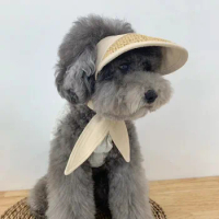 Cat Pet Dog Hat Small Dog Teddy Bear Sunscreen Sun Hat Pastoral Style Decoration Photo Dog Costume Hat for Cat Dog