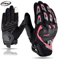 SUOMY Lady Summer Motorcycle Gloves Women Teens Girls Full Finger Moto Racing Touch Screen Motocross Gloves Female Pink S-XXL