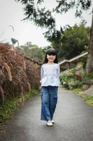 Blus Lengan Panjang Anak Perempuan Putih/ Long Sleeve Blouse white/ RJG Picnic Time 4-5 tahun