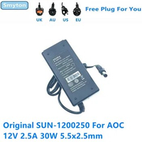 Original AC Adapter Charger For AOC 12V 2.5A 30W 5.5x2.5mm SOY SUN-1200250 Monitor Power Supply