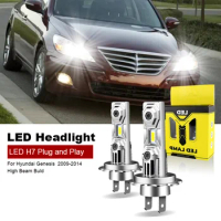 2PCS For Hyundai Genesis 2009-2014 High Beam Led Bulb H7 Without Fan Headlight Bulb 60W 6000K Plug and Play 12V H7