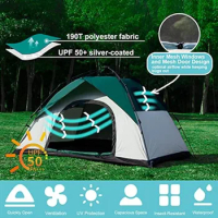 anngrowy Camping Tent 2/4 Person Instant Family Tent Up Tents for Camping Waterproof Portable Hiking Camp Lightweight Tent