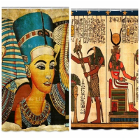 Egyptian Theme Designer Style Akhnaton Pharaoh Tutankhamen Shower Curtain Ancient Egypt Ethnic Bathroom Decor