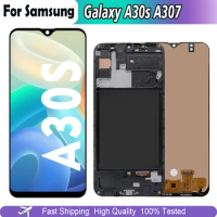 Super AMOLED For Samsung Galaxy A30S Display Screen A30S A307 A307F LCD Display Screen Touch Digitizer with Frame Replacement