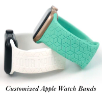 Kawaii Engraved Space Pattern Replacement Bands Compatible With Apple Watch Band Women Men Strap For IWatch Series Ultra Name